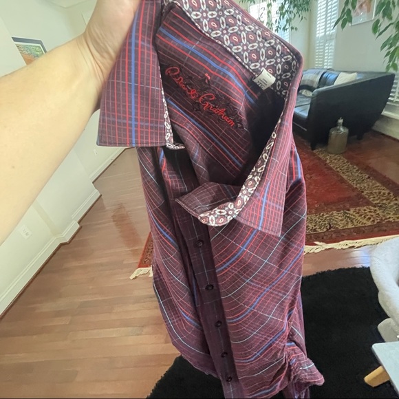 2XL ROBERT GRAHAM textured berry plaid shirt - Picture 8 of 13